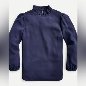 J.Crew ruffleneck top in 365 crepe - black